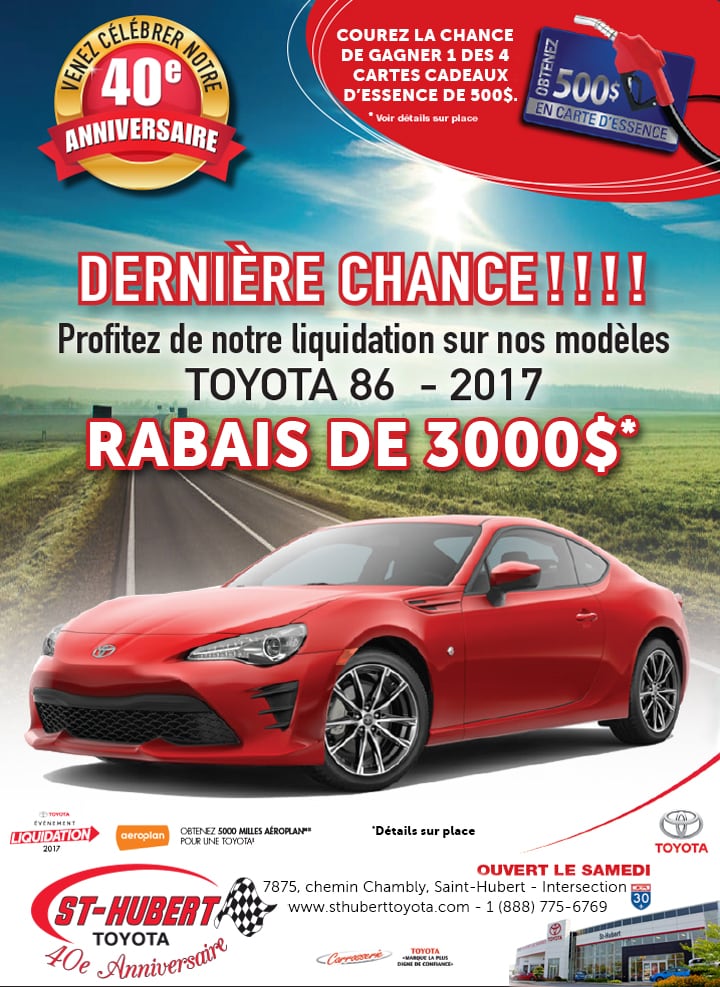 St-Hubert Toyota Liquidation 86 Septembre 2017