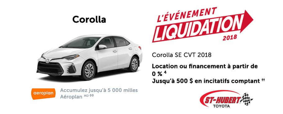 St-Hubert Toyota Corolla SE CVT 2018 Promotion Evenement Liquidation Septembre 2018.jpg
