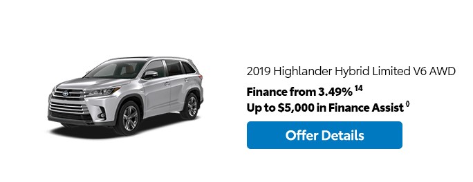 St-Hubert Toyota Promotion  2019 Highlander Hybride Limited V6 AWD March 2020
