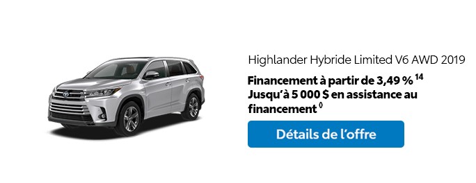St-Hubert Toyota Promotion Mars 2020 Highlander Hybride Limited V6 AWD 2019