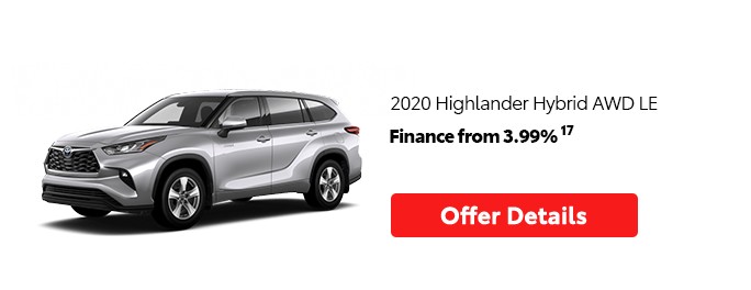 St-Hubert Toyota Promotion July 2020 Highlander Hybride AWD LE